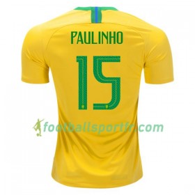 Tenue Brésil Paulinho 15 Domicile Coupe du monde 2018 Maillot de Foot